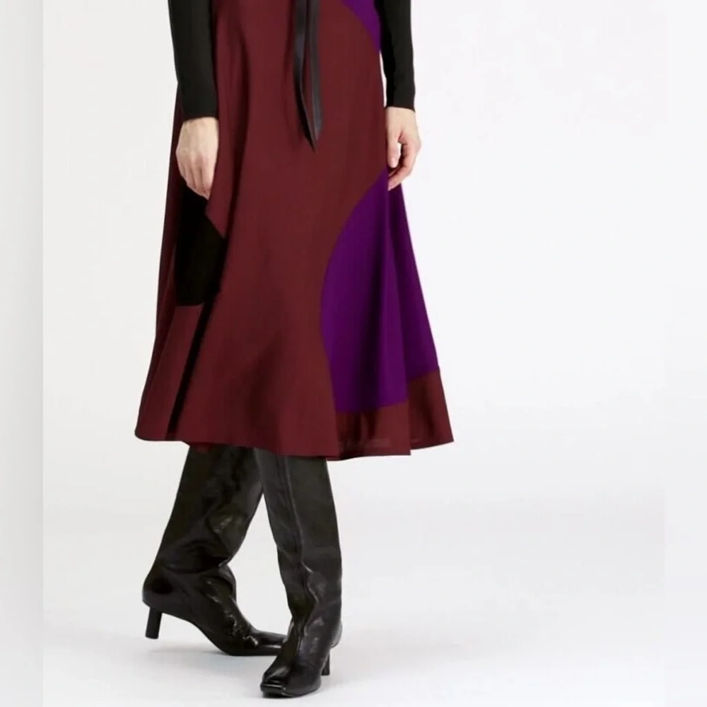 NWT $998 Tory Burch Colorblock Jersey Crepe Midi Skirt